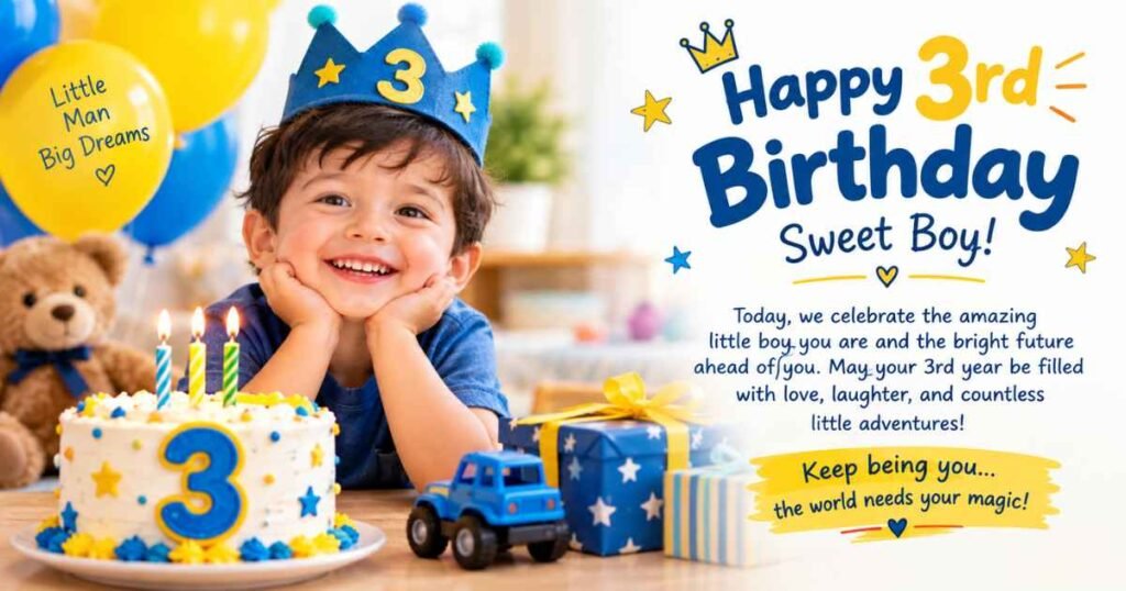 3rd Birthday Wishes & Messages for Boys