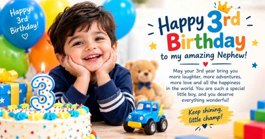 3rd Birthday Wishes & Messages for Nephew