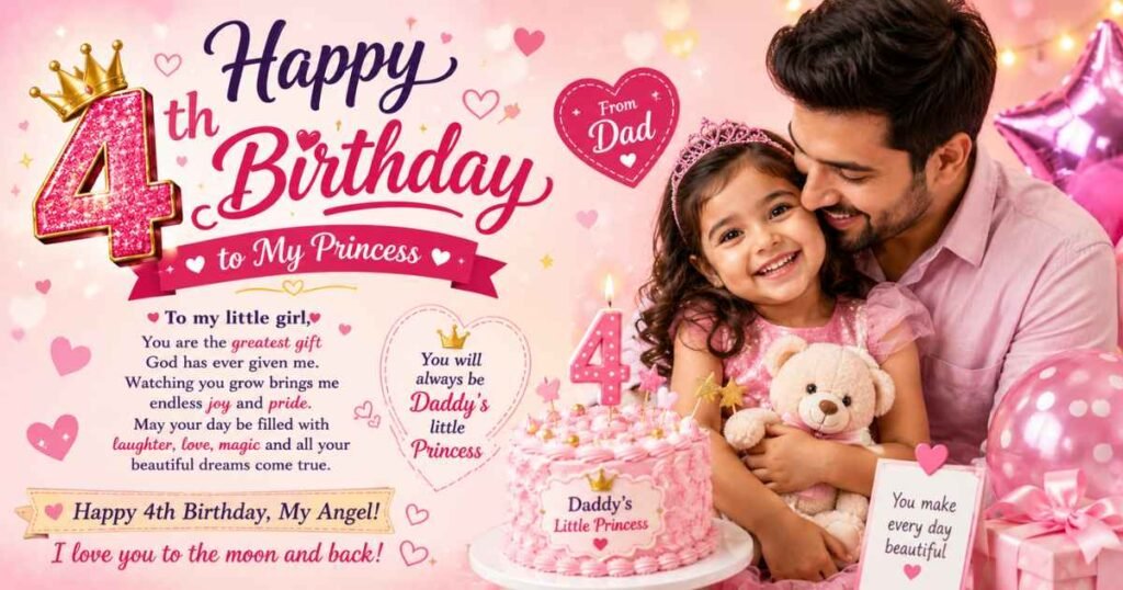 4th Birthday Wishes for Daughter from Dad
