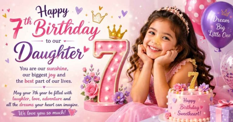 Princess Happy 7th Birthday Girl Wishes