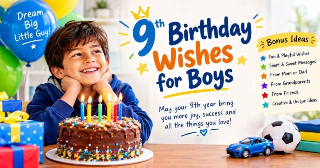 9th Birthday Wishes for Boys